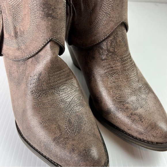 Mia Booties women's 8.5 western short Gambit western foldover ankle boots brown - Picture 5 of 12